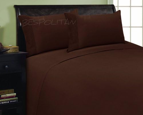 Elegance Linen 1800 Thread Count PLEATED DESIGN Egyptian Quality Luxurious Silky Soft WRINKLE RESISTANT 4 pc Sheet set, Deep Pocket Up to 16" - All Size and Colors, King Chocolate Brown