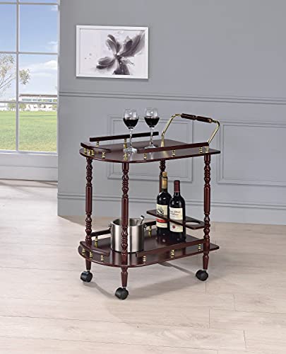 Coaster Co- Serving Cart Accents, Merlot And Brass #TOP4