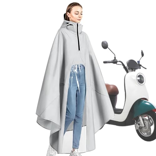 Poncho à capuche pour femme étanche avec col montant zippé
