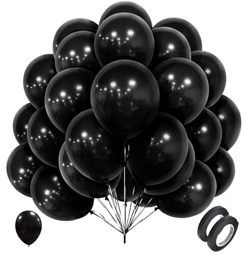 Balões pretos de 12 polegadas 52 peças. Decoração balões pretos de aniversário para adultos, decoração de festa de graduação, aniversário e eventos. Decoração de aniversário para homem. Decoração