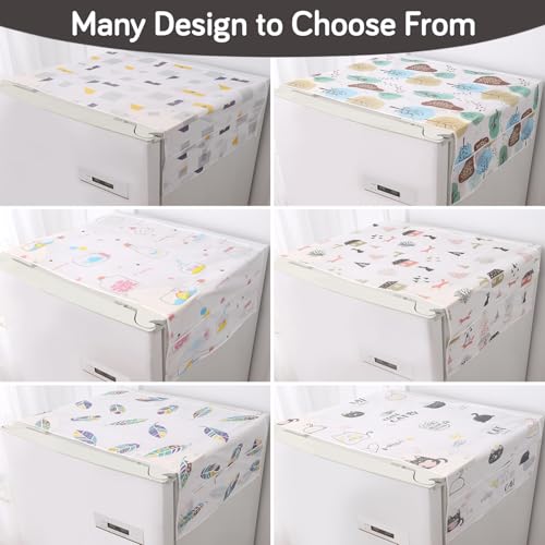 Image of HOKIPO Small Fridge Cover Top | For Smaller Single Door and Double Door Refrigerator - Waterproof, Printed with 6 Side Pockets, Size Small 130x55 cm, Whimsical Bottles (AR-5875-D3)