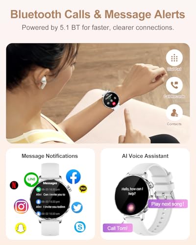 Image of Smart Watch for Women, 1.27 Inch HD Touchscreen, Bluetooth Calling, Heart Rate & Sleep Tracking, 100+ Sports Modes, IP68 Waterproof Fitness Tracker for Android & iPhone