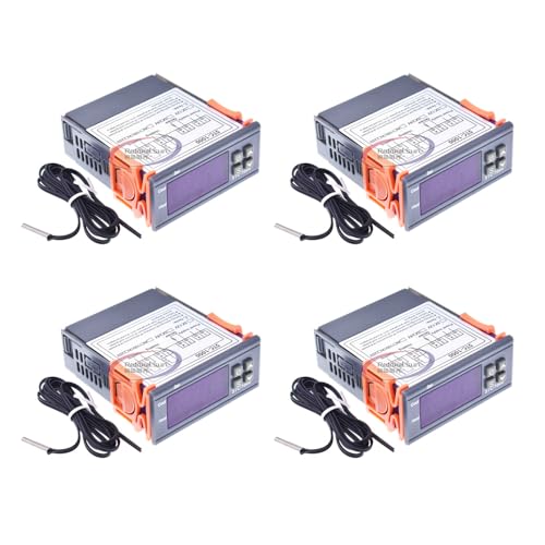 4PCS STC-1000 Digital Temperature Controller AC 10A 110V-220V Digital LED Temperature Controller Heating Cooling Centigrade Thermostat 2 Relays Output with NTC Sensor Probe (220V)