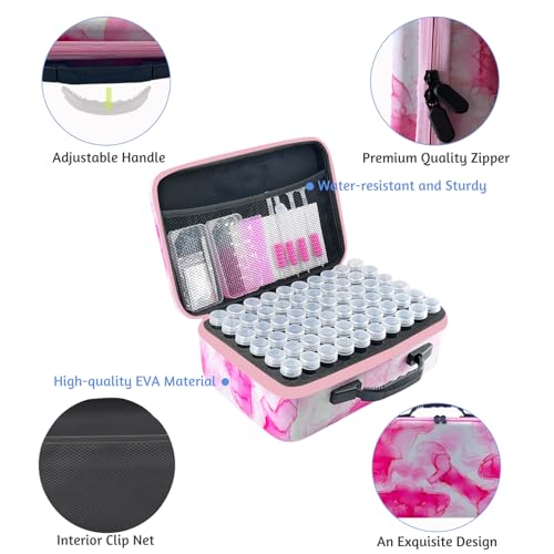 Image of 120 Slot Diamond Art Storage Box | Pink Bead Organizer Case with Drill Tools, Portable Craft Box, For 5D DIY Art Kits