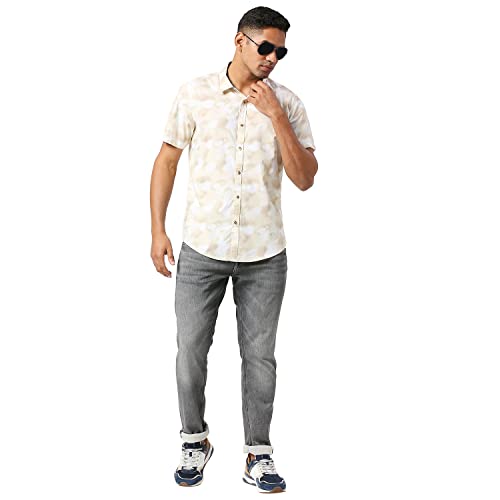 Image of Pepe Jeans Men's Casual Shirt | Trendy Printed Shirt for Men| Relaxed Fit | Half Sleeve | Floral | Printed