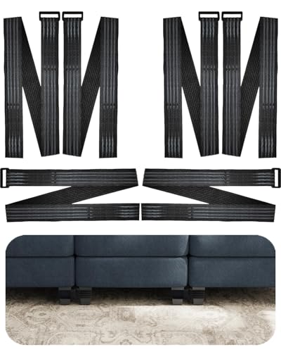 KLUNMA 6Pcs Sectional Couch Connectors Bands with Anti-Slip Silicone Strip