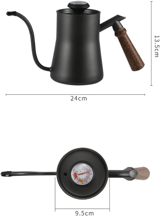 Drip Kettle 550ML Wooden Handle Pour Over Coffee Pot Swan Long Neck Stainless Steel Thin Mouth Gooseneck Kettle (Color : A, Size : 550ML) (A 550ML)