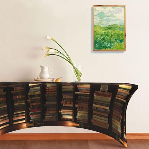 Housse de table rectangulaire extensible 1,8m à motif bibliothèque mystérieuse - 3