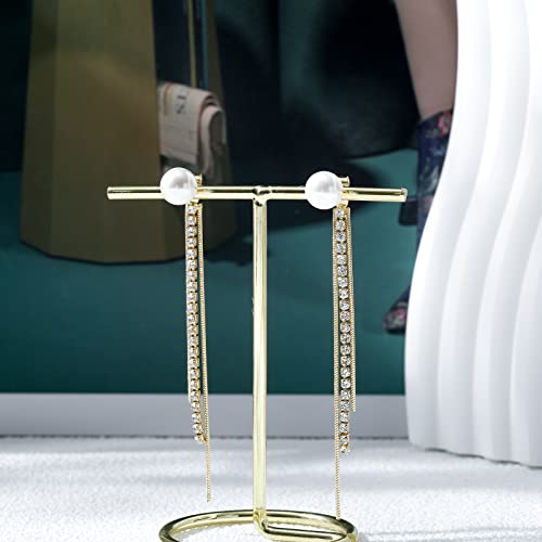 Long Pearl Dangle Earrings For Women, 14K Gold Plated Chain Stud Earring Hypoallergenic Wedding Bridal Tassel Cubic Zirconia Earrings (Style-A) #TOP5