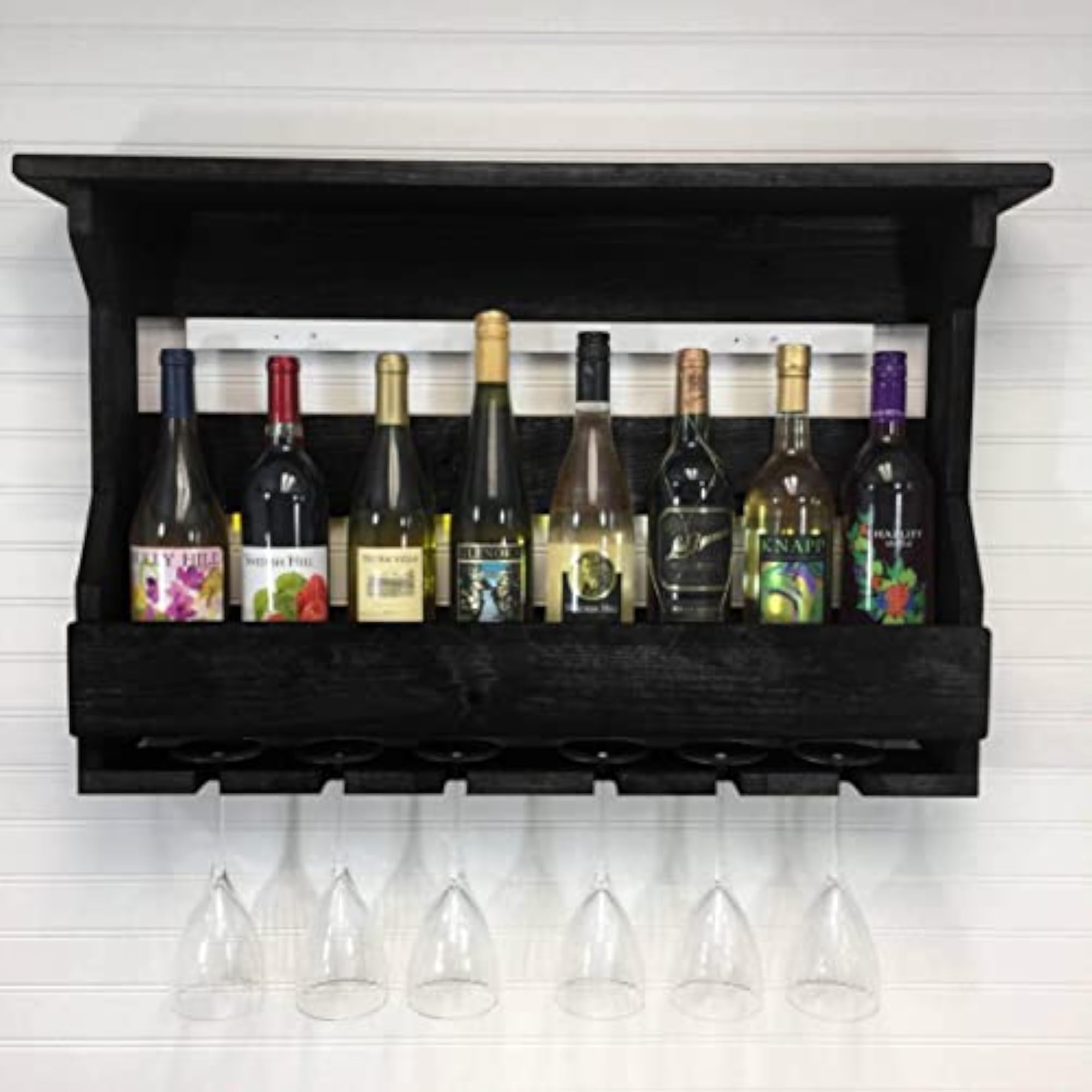 Jorden Wooden Wall Hanging Bar Cabinet, Walnut Finish