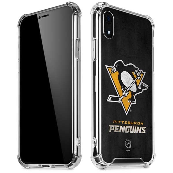 Skinit Clear Phone Case Compatible with iPhone XR - Officially Licensed NHL Pittsburgh Penguins Distressed Design