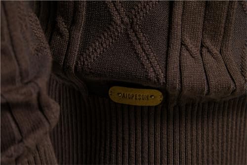 Wankang Men's Casual Long Sleeve Cardigan Sweaters Shawl Collar Button Down Cable Knit Cardigan Sweater with Pockets for Men3