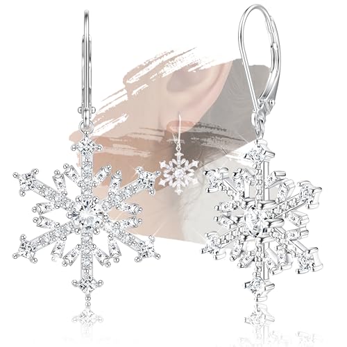 Boucles d'oreilles flocon de neige argent 925 et zircone