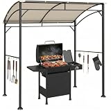 Outsunny Grillpavillon 215 x 150 x 220 cm Wasserabweisend Gartenpavillon mit Gebogendach, Gartenlauben mit Haken, BBQ Pavillon, Gartenzelt Grillzelt Partyzelt für Garten Party Picknick BBQ, Beige