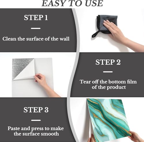 Image of Moroccan Tile Stickers | Waterproof Self Adhesive Peel & Stick Tile Decals for Kitchen Backsplash, Bathroom Wall, Floor, Furniture & Glass (4x4 Inch, Design 63)