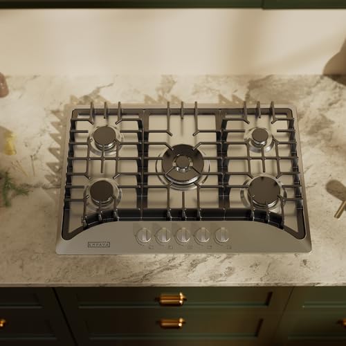 Image of Empava 30 inch Gas Stove Cooktop with 5 Italy Sabaf Sealed Burners NG /LPG Convertible in Stainless Steel, 30 Inch