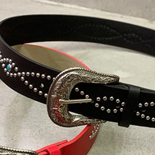 Punk Rock Styles Metal Studded Belt Practical PU Leather Waistband Multiple Colors Fashion Accessory For Women Girls Rivets B4