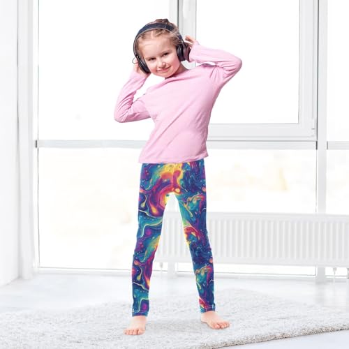Girls Leggings Soft Toddler Ankle Length Bottoms Neon Fluid Kids Dance Yoga Pants 4-10 Years4
