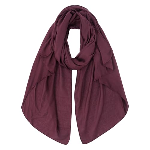 DAMILY 180 x 90cm Damen Schal Gemischt Schal Retro Herbst Mode Sommer Leicht Lang Halstuch Damenschal (Dunkelrot)