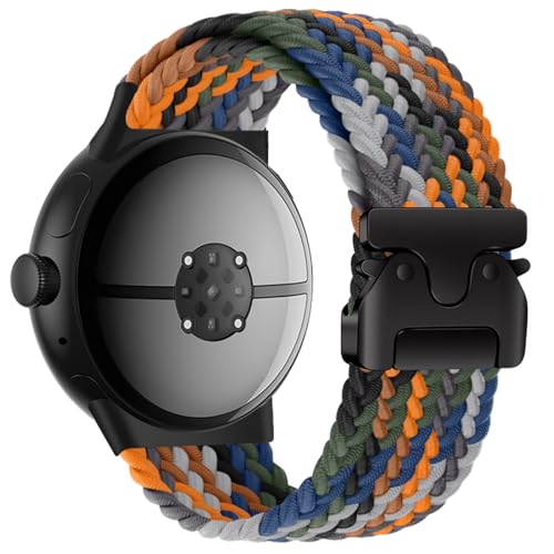 Image of Yeahxing Band for Pixel Watch 4 /3 /2 /1 Band - Stretchy Nylon Braided Bands for Google Pixel Watch 41mm 45mm, Fit 6.8-10.2 inch Adjustable Wristband with Parachute Buckle for Men Women