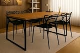 Melhor Cadeira para Mesa de Jantar: Top 10 Melhores em 2025 3 Mesa de Jantar Industrial, Estrutura Metálica, Tampo MDF 120x80cm, com 4 Cadeiras Allegra Pretas (Mesa Freijó)