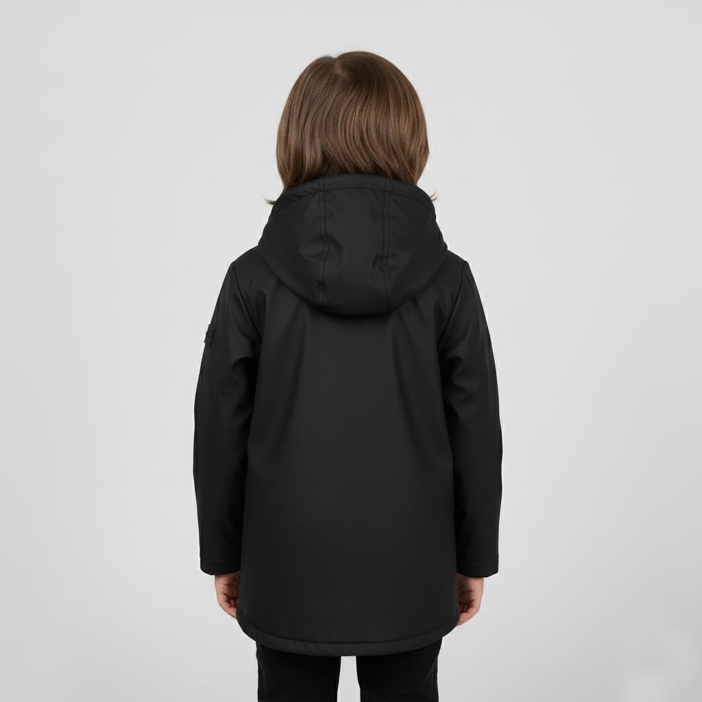 Hunter Regenjacke für Jungen, mit Plüsch gefüttert, wasserdichter Kapuzenmantel für Kinder, Kleinkinder, große Jungen, kaltes Wetter Oberbekleidung (2T-12)