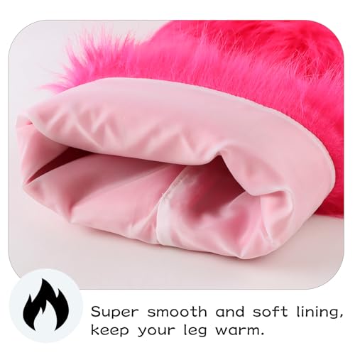 Image of Peecabe Winter Women Faux Fur Fluffy Leg Warmers Fuzzy Long Boot Covers Furry For Christmas