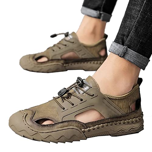 Mens Sandals Trekking Outdoor Comfortable Beach Casual Shoes Non-Slip Leisure Rubber Soles(39)