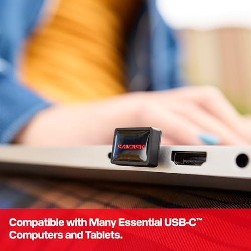 Image of SANDISK 512GB Extreme Fit USB-C Flash Drive - Up to 400MB /s Read speeds, USB 3.2 Gen 1, USB Type-C - Plug-and-Stay Storage - Black - SDCZ530-512G-G46