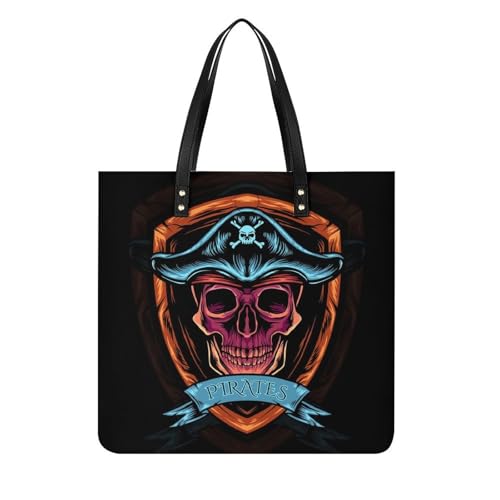 Sac shopping crâne pour femmes : grand tote bag à bandoulière de voyage 39x39cm