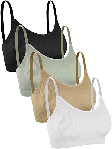 UMIPUBO Sujetador Camisola de 4 Piezas sin Costuras, Almohadilla Desmontable, Sujetador Deportivo Invisible sin Anillo de Acero, Chaleco con Correas elásticas, Ropa Interior combinada para Mujer (C)