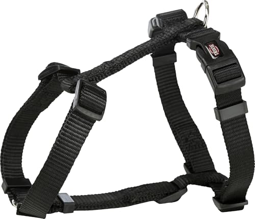 Trixie Premium H-Harness Cinturino completamente regolabile per cani, Nylon, Nero, M-L:52-75 cm/20 mm