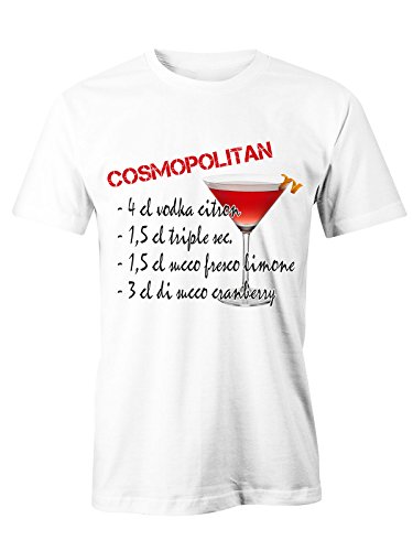 Puzzletee Maglietta Cosmopolitan - Ingredienti Cocktail - Tshirt Cocktail - Magliette Divertenti
