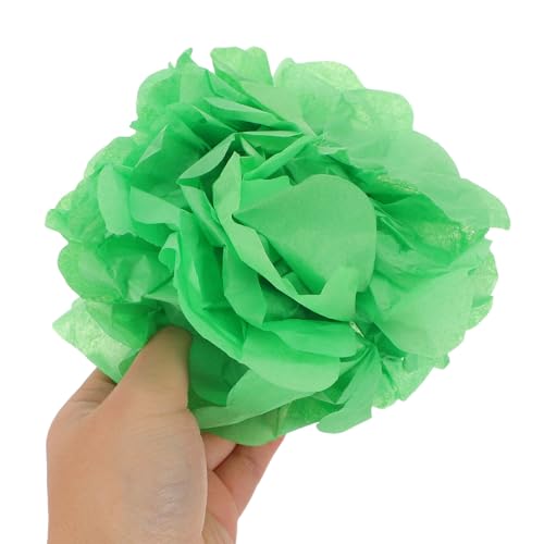 Pompones de papel verde vibrantes y ligeros para adornos de mesa centrales 4