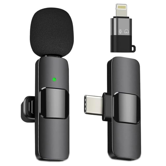 outland Wireless Microphone for Vlogging, Recording Compatible Android Mobile & iPhone Noise-Cancelling Lapel Collar Mic for YouTube, Video Recording, Live Streaming (K8 Black) outland Wireless Microphone for Vlogging, Recording Compatible Android Mobile & iPhone Noise-Cancelling Lapel Collar Mic for YouTube, Video Recording, Live Streaming (K8 Black)
