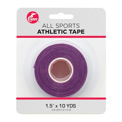 Image of Cramer Team Color Athletic Tape, 1.5 inch x 10 Yards Purple, Easy Tear Sports Tape for Ankle, Wrist & Knee, Latex-Free Adhesive, Strong Support, Athletic Training Tape Roll