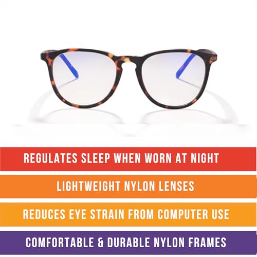 Image of BluBlocker Hyde Park Tech Glasses (Demi-Tortoise): Healthier Eyes and Better Sleep. Blue Light Glasses for Computer, TV, Gaming | Blue Light Glasses | Sunglasses | Blue Blockers | Blue Light Blockers