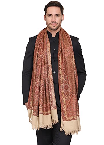 Image of Weavers Villa Men's Paisley Design Woven Poly Wool Blend Gents Shawls, Muffler, Stoles for Men