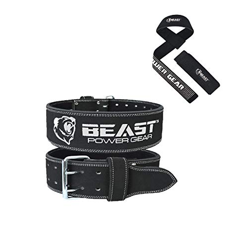 Beastpowergear Weight Lifting Belt (10MM Thick & 4 Inches Wide) Advanced Back Support for Weightlifting and Heavy Powerlifting- Weight Belts for Lifting Men - Men & Women (Black/White, Medium)