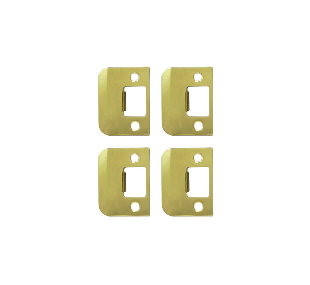 QCAA Solid Brass Extended Lip Strike, 1-3/4''X2-1/4", Polish Brass, 4 Pack, Made in Taiwan