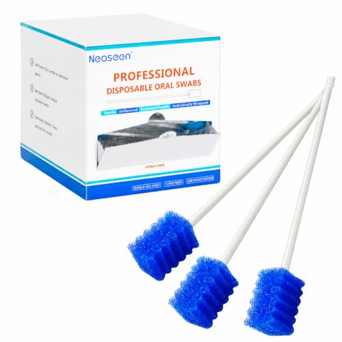 Oral Swabs Disposable 200 Count, 6-Inch Long Handle Soft Sponge Mouth Swabs