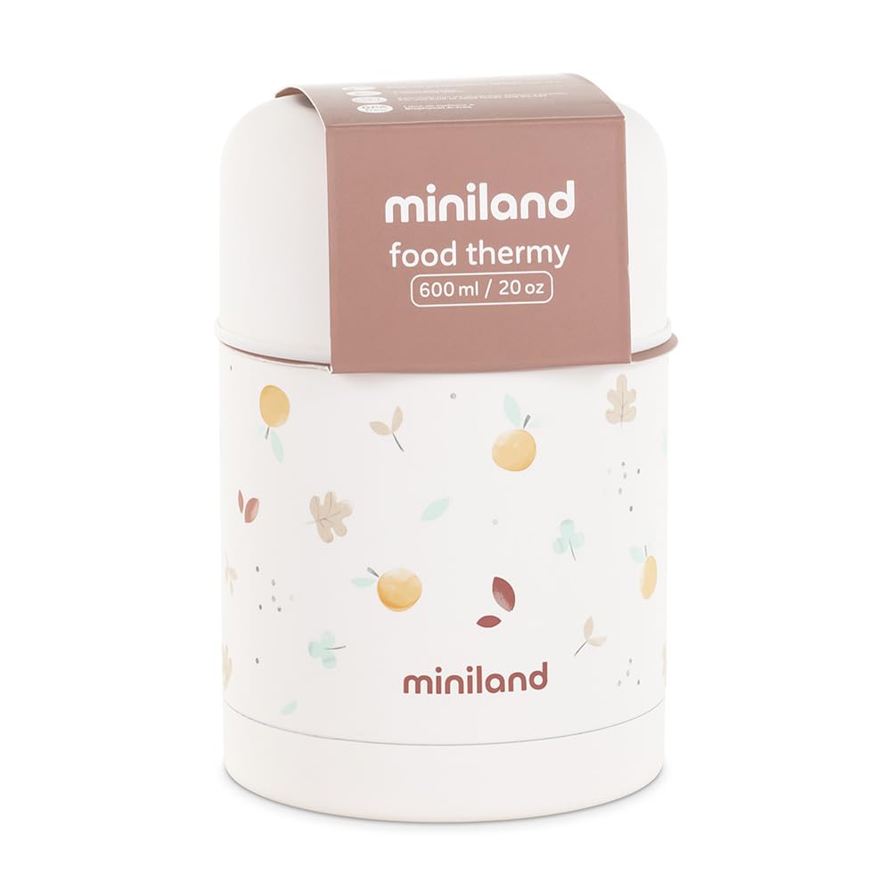 Miniland Thermos Valencia 600ml. Thermos pour aliments solides, avec double couche d'acier qui maintient la température des aliments pendant des heures
