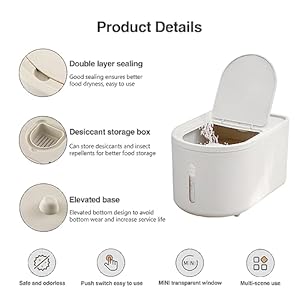 20Lbs/8Qt Large Storage Bin with Lid Storage Container,Food Container, Pet Food Dispenser, Dry Food Storage, Silicone Ring & Moisture Proof,for Grain Cereal Soybean Corn (White)