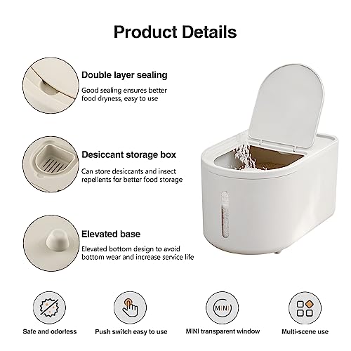 20Lbs/8Qt Large Storage Bin with Lid Storage Container,Food Container, Pet Food Dispenser, Dry Food Storage, Silicone Ring & Moisture Proof,for Grain Cereal Soybean Corn (White) 20Lbs/8Qt Large Storage Bin with Lid Storage Container,Food Container, Pet Food Dispenser, Dry Food Storage, Silicone Ring & Moisture Proof,for Grain Cereal Soybean Corn (White)