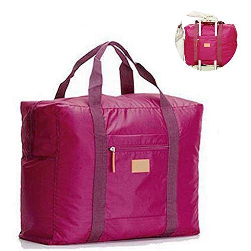 Preisvergleich Produktbild Ogquaton Reise-Einkaufstasche Faltbare Reisetasche Handgepäck Leichte Gepäcktasche Koffer Kleidung Aufbewahrungstasche Ideal für Camping und Fitnessstudio Purpurrot Kreativ und nützlich