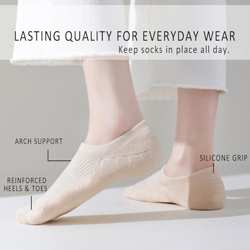 Image of EPEIUS Thick No Show Socks for Women Athletic Ankle Socks Cushioned Running Low Cut Non Slip Footies 3 /6 Pairs