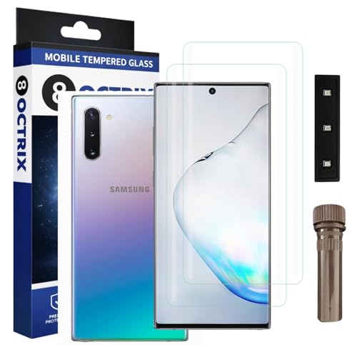Image of Curved UV Tempered Glass Screen Protector for Samsung Note 10 Plus | Transparent | Pack of 2 | Full Screen Coverage with UV Installation Kit