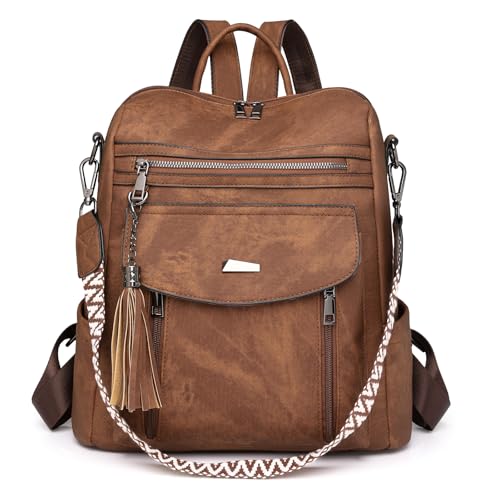 Sac à dos femme en cuir synthétique avec pompon moderne