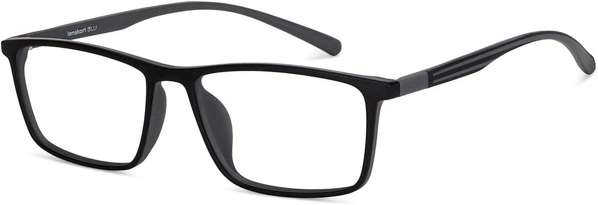 | Bluecut & Antiglare Zero Power Computer Eyeglasses | Full Rim Rectangle Shape | For Men & Women | Medium | LB E14255