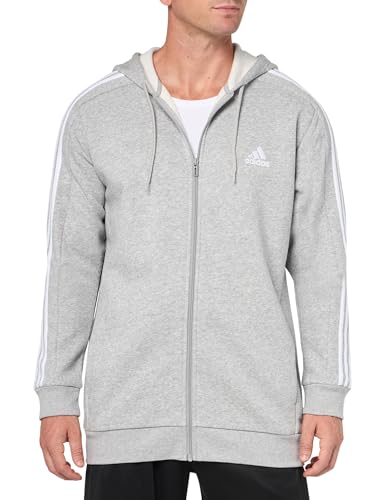 adidas Mens Essentials Fleece 3-Stripes Hoodie Athletic Outerwear Casual - Red2